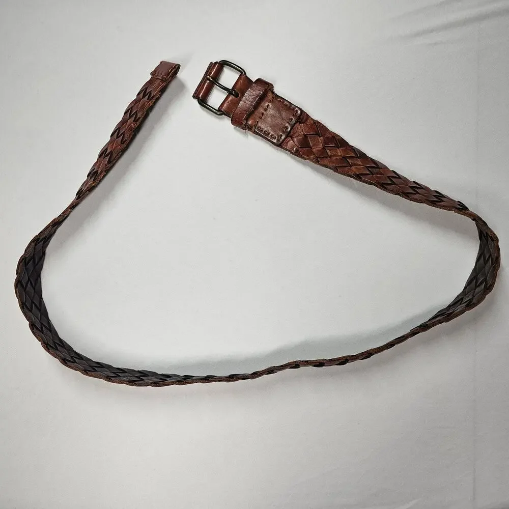American Eagle Vintage Bohemian Braided Leather Belt Men's Size L, 45
